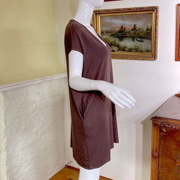 Wilfred Free Marcoux Brown V-Neck Oversized Mini Dress - Picture 4 of 14